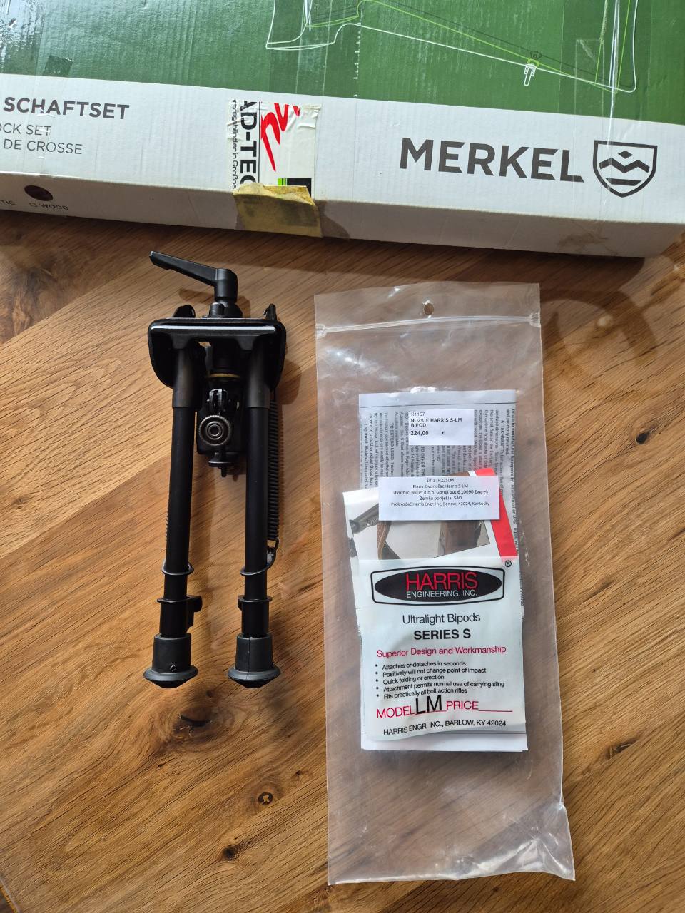 Harris bipod S-LM + dodatni adapter – ručica za stezanje nagiba