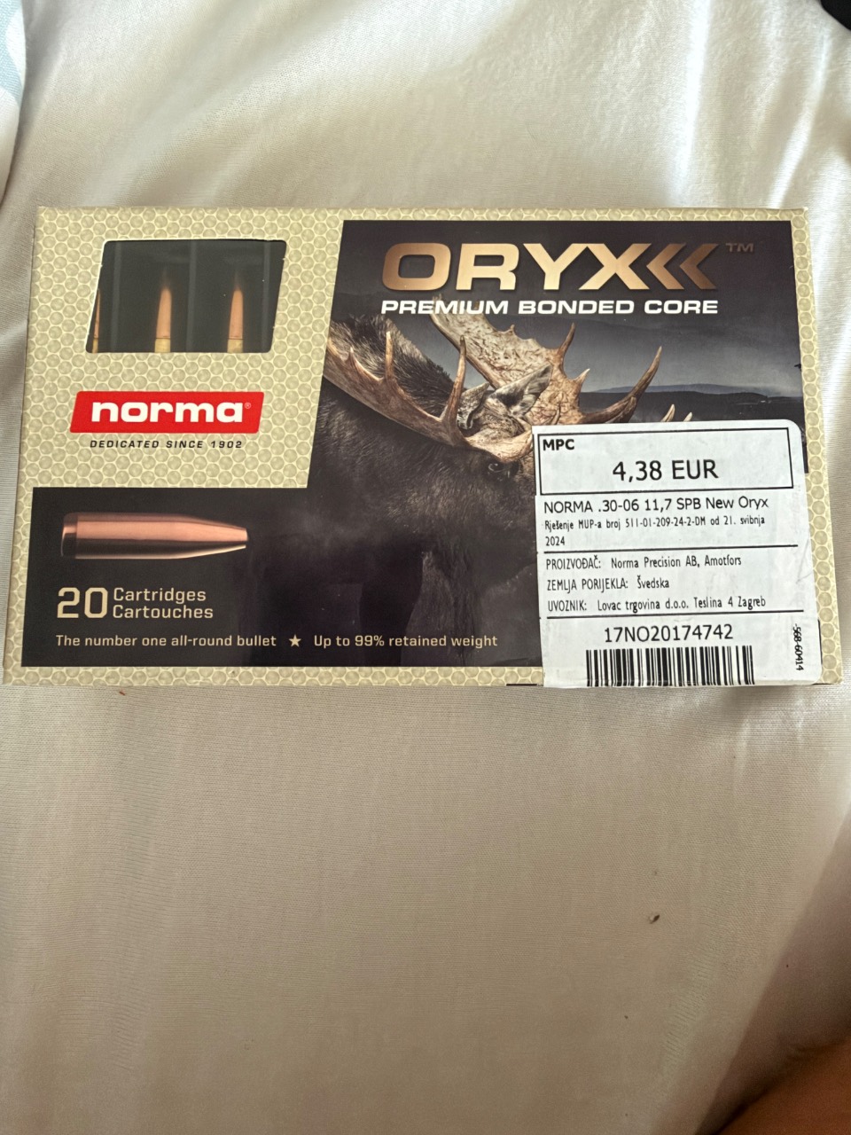 Streljivo, metci, metak 30-06 norma oryx neotvoreno 20 kom i sako gamehead 10 kom
